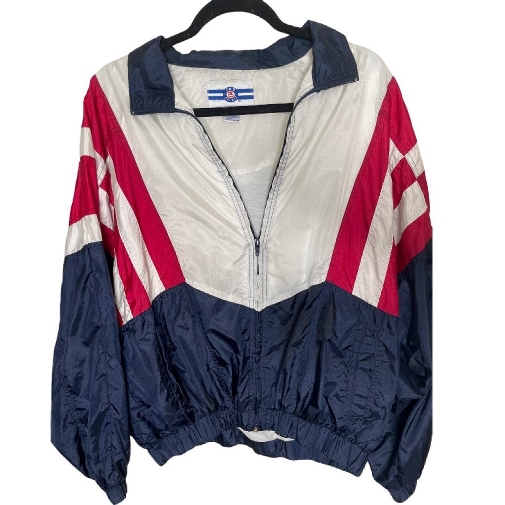 Vintage 90s Pro-Spirit Red White Blue Windbreaker